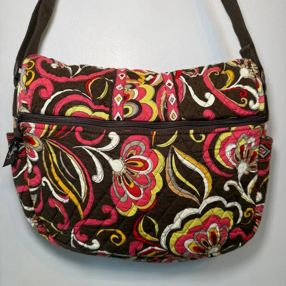 Vera Bradley Puccini Print Floral Laptop Crossbody Messenger Bag